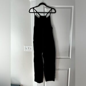Black Knit Jumpsuit with Zipper Detail, M